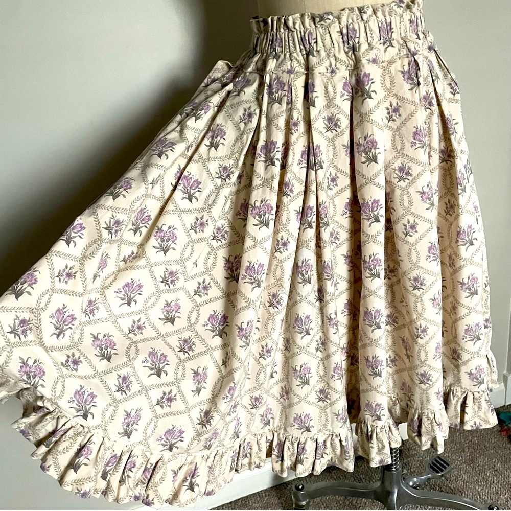 Sera’s Stitches cottagecore floral full ruffle edge skirt